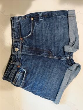 Zara Denim High Rise Cuff Jean Shorts